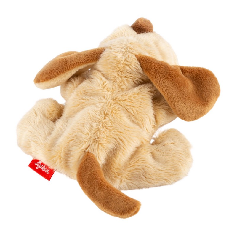 Piccolo peluche morbido a forma di cane, adatto dai 3 mesi in su